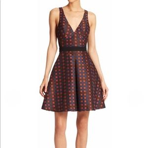 A.B.S. by Allen Schwartz Rust Check Print Mesh Sleeveless Cocktail Dress size 12